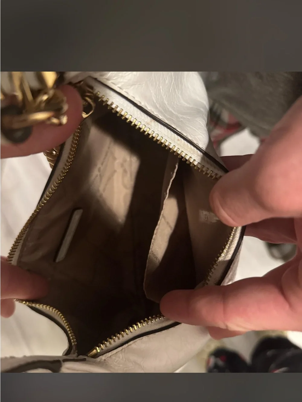 Michael Kors White Shoulder Bag with Gold Chain Accent
